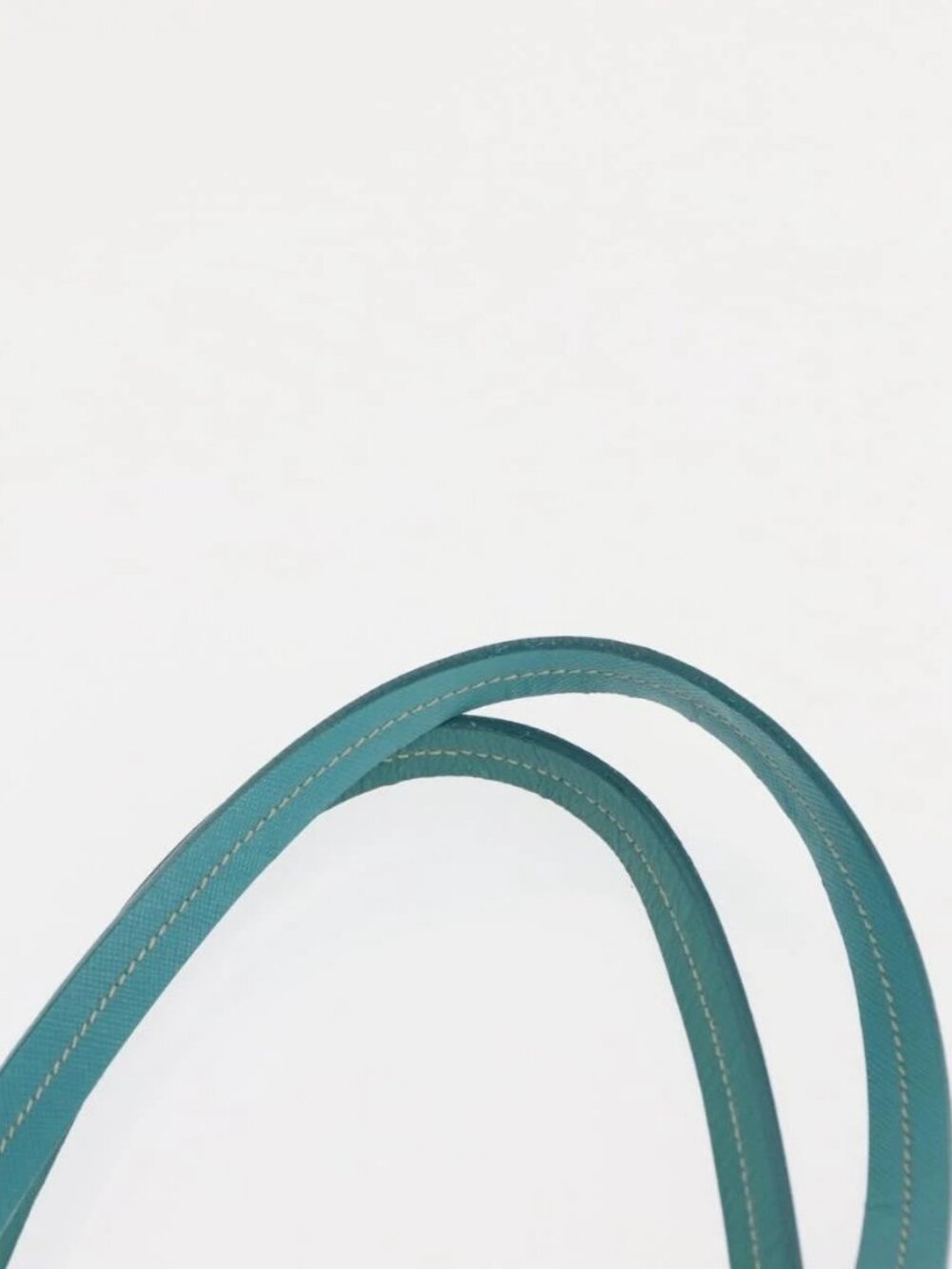 PRADA Tote Bag Nylon Leather Turquoise Blue Gold Auth 147406 - Picture 9 of 16